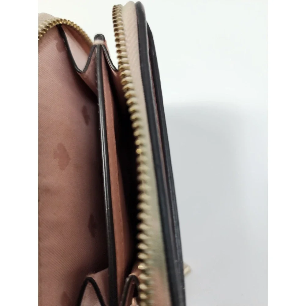 Kate Spade Quilted Leather Bifold Wallet Pink Zip Around Coin Pocket ID Window